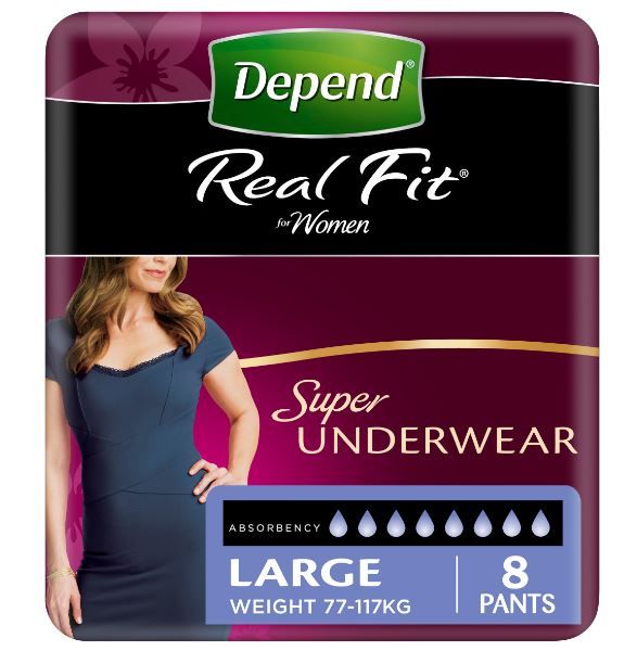 Depend Real Fit Super Underwear For Women X Large Waist 122 162cm 1320ml  Nude